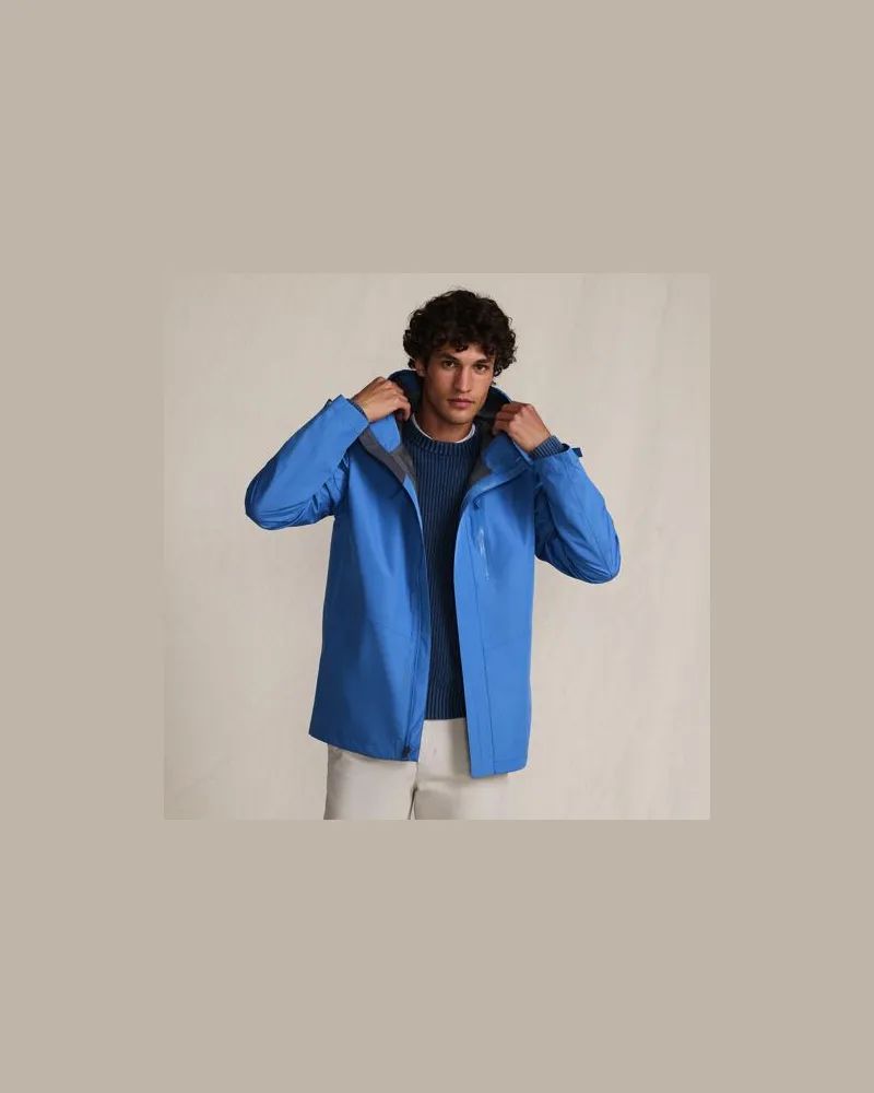 Lands' End Verstaubare wasserdichte Regenjacke, Herren, Größe:44-46 regular, Blau, Polyester, by Blau