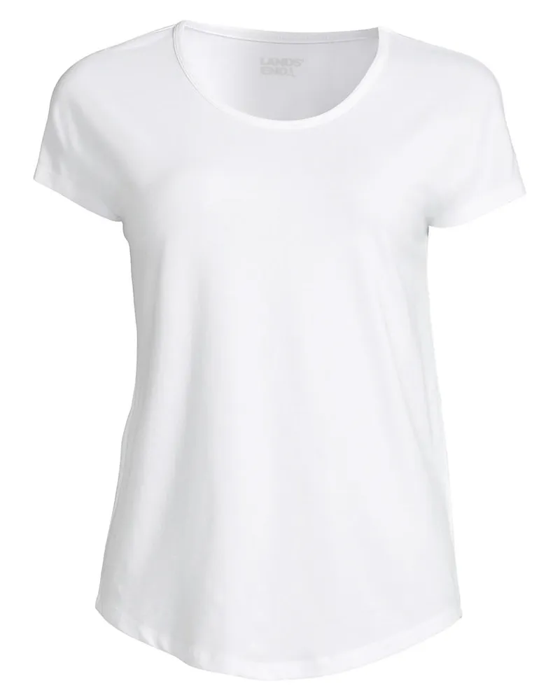 Lands' End Shirt aus Baumwolle/Modal-Mix mit Ballett-Ausschnitt, Damen, GrÃ¶ÃŸe plus, WeiÃŸ, Baumwolle Modal, by Weiãÿ