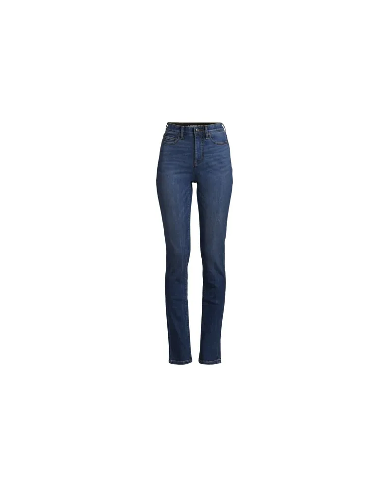 Lands' End Shaping Jeans Straight Fit High Waist, Damen, Größe petite, Blau, Baumwoll-Mischung, by Blau