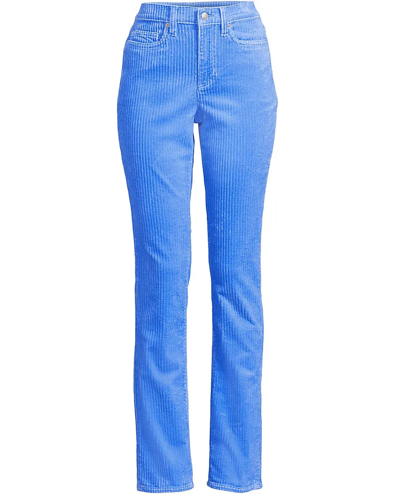 Lands' End High Waist Breitcordhose Straight Fit, Damen, Größe regular, Blau, by Blau