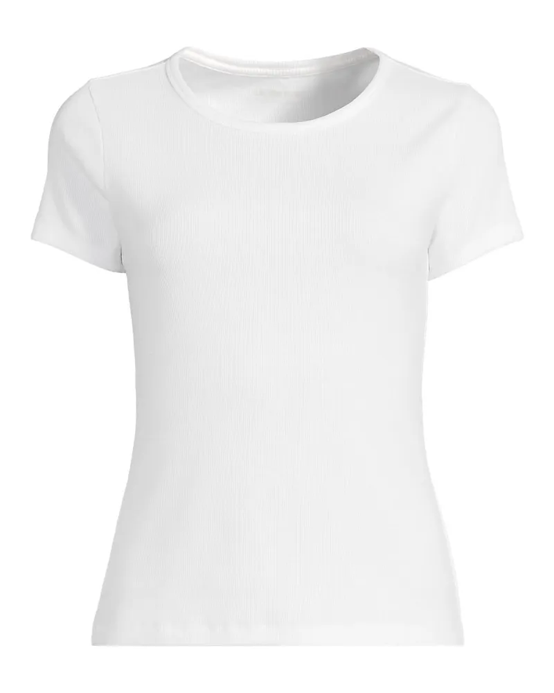 Lands' End Rippshirt mit kurzen Ärmeln, Damen, Größe regular, Weiß, Elasthan/Baumwoll-Mischung, by Weiß