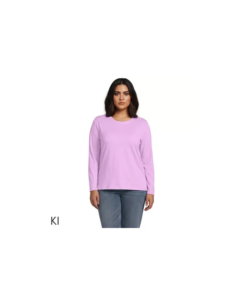 Lands' End Supima-Shirt, Langarm, Damen, Größe plus, Lila, Baumwolle, by Lila