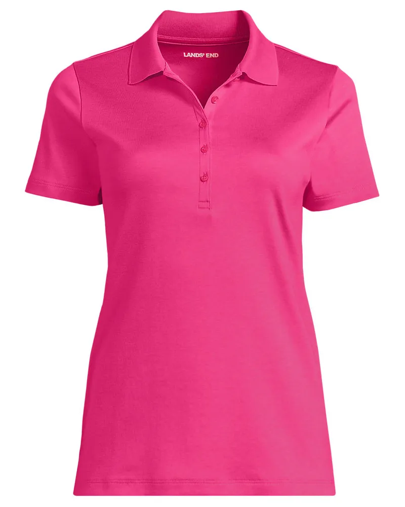 Lands' End Supima-Poloshirt, Damen, Größe regular, Pink, Baumwolle, by Pink