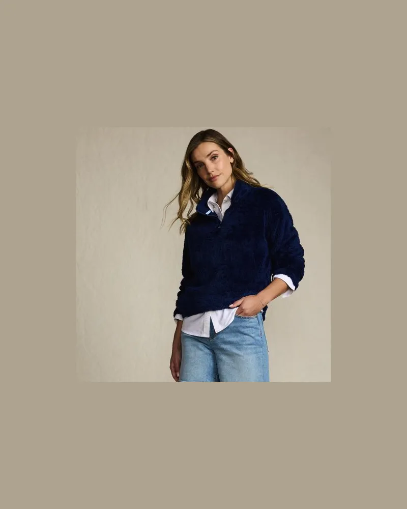 Lands' End Plüschfleece-Pullover, Damen, Größe petite, Blau, Polyester, by Blau