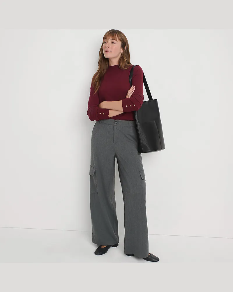 Lands' End Cargohose aus weichem Twill, Damen, Größe regular, Grau, Viskose/Polyester-Mischung, by Grau