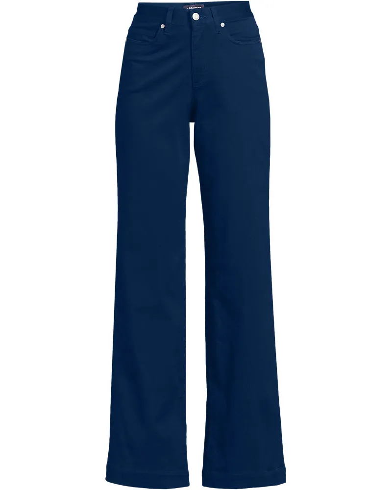 Lands' End 5-Pocket-Chinos mit weitem Bein, Damen, Größe regular, Blau, Baumwoll-Mischung, by Blau