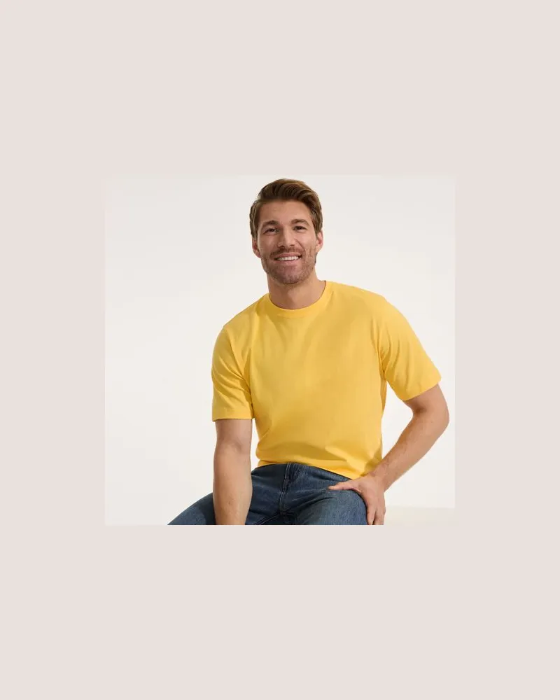 Lands' End Super-T Kurzarm-Shirt, Classic Fit, Herren, Größe:60 regular, Gelb, Baumwolle, by Gelb