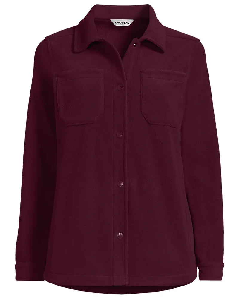 Lands' End Anyweather Fleece-Hemdjacke, Damen, Größe regular, Rot, Polyester, by Rot