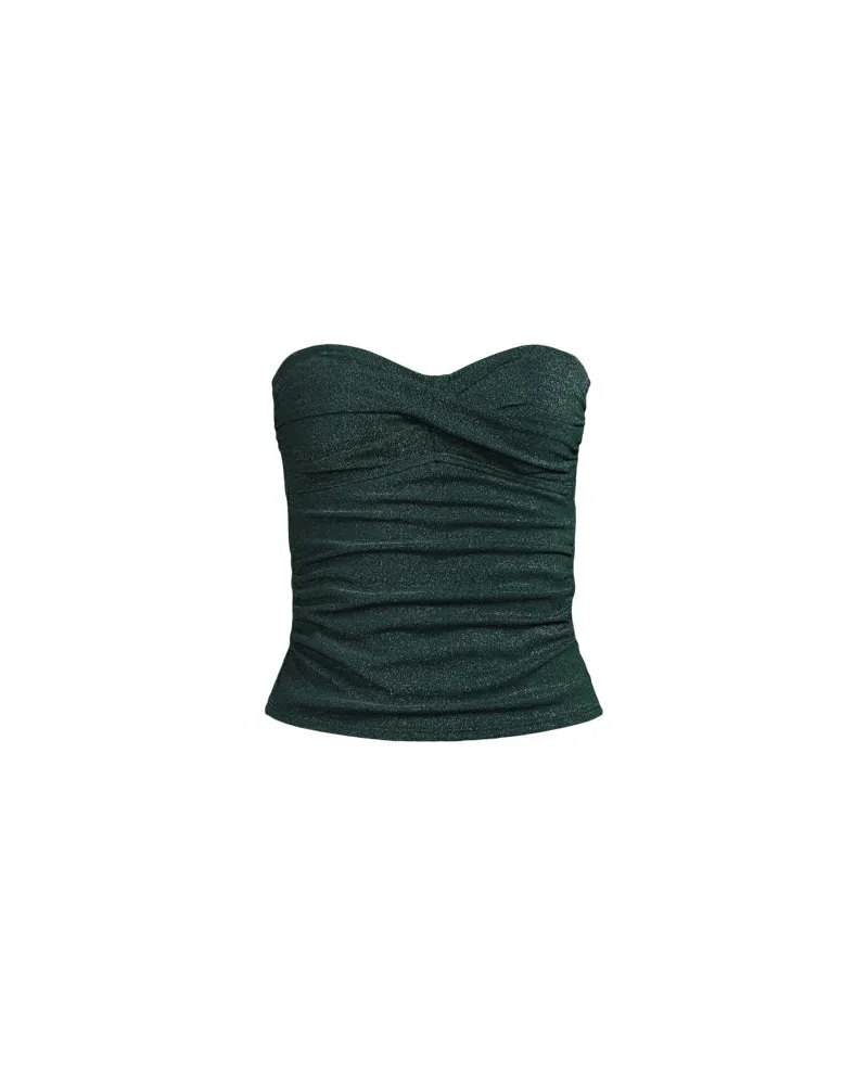 Lands' End Glitzer Twist Bandeau-Tankinitop, Damen, Größe regular, Grün, Nylon, by Grün