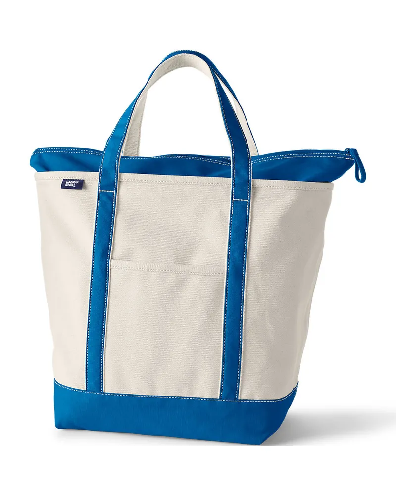 Lands' End Große Canvastasche mit Reißverschluss, Damen, Größe:null regular, Weiß, Baumwolle, by Weiß