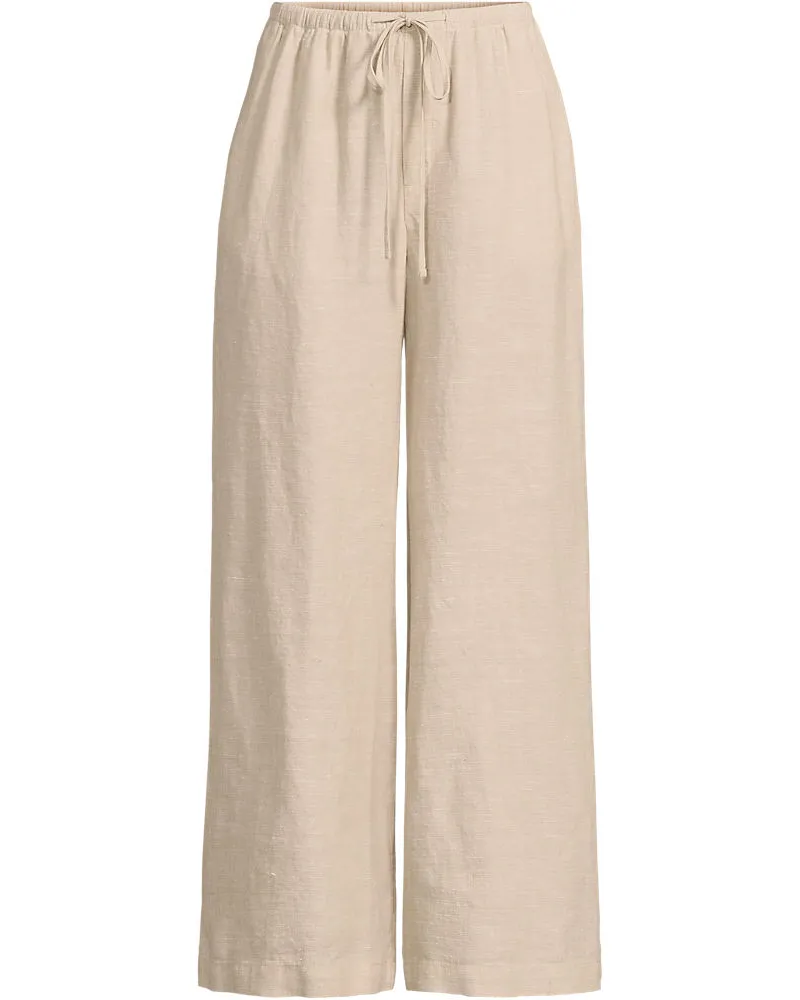 Lands' End Premium Reinleinen-Schlupfhose in 7/8-Länge, Damen, Größe petite, Weiß, Leinen, by Weiß