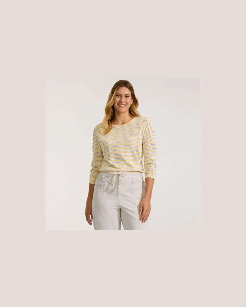 Lands' End Supima-Shirt, Langarm, Damen, Größe:44-46 petite, Gelb, Baumwolle, by Gelb