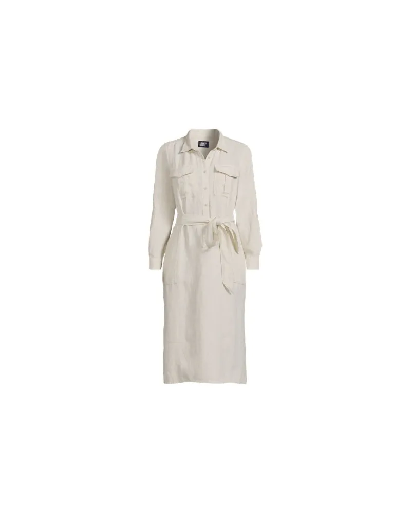 Lands' End Midi-Hemdblusenkleid aus Leinen, Damen, Größe plus, Beige, by Beige