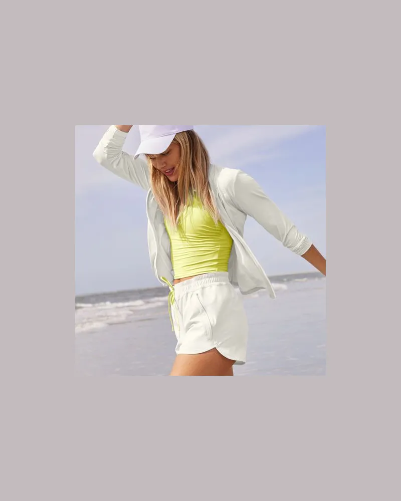 Lands' End Verstaubare Badeshorts, Damen, Größe regular, Weiß, by Weiß