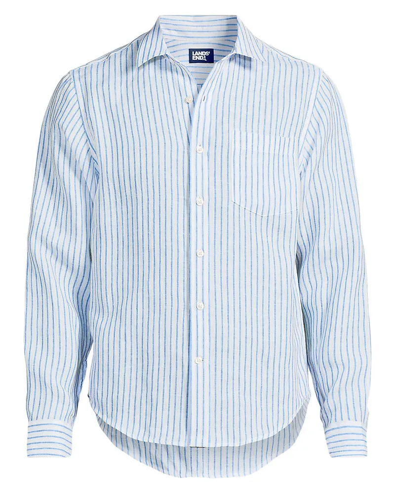 Lands' End Premium Reinleinen-Hemd, Herren, Größe regular, Blau, Leinen, by Blau