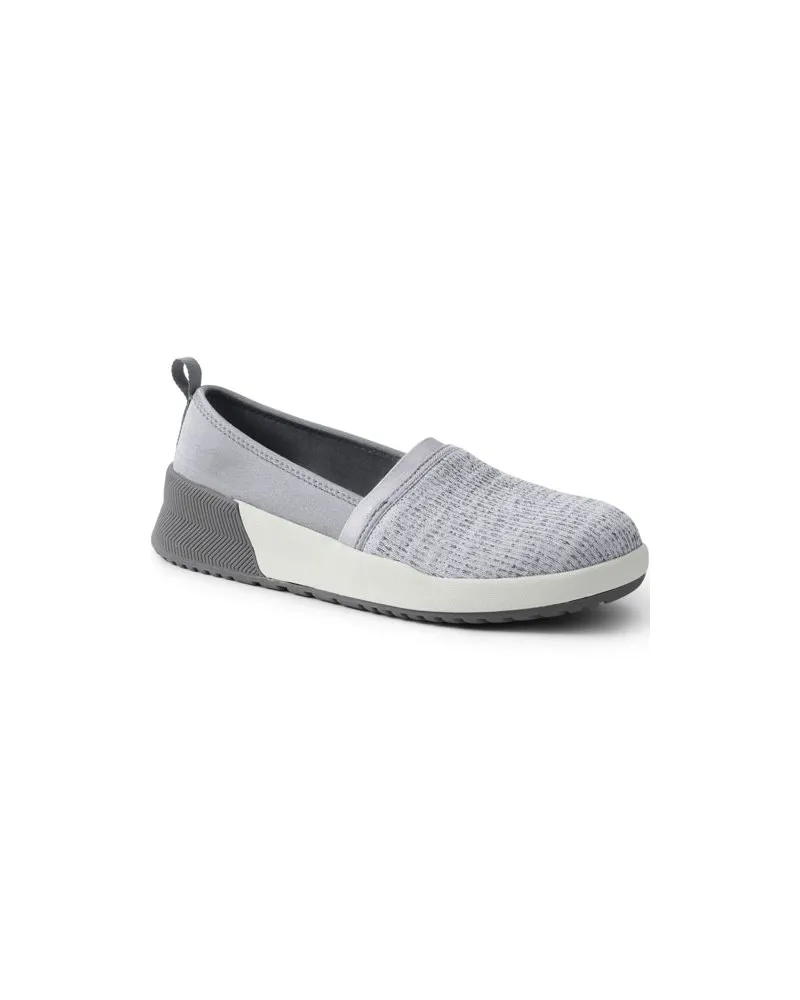Lands' End Komfort-Stoffschuhe mit Keilabsatz, Damen, Größe regular, Grau, Polyester/Gummi, by Grau