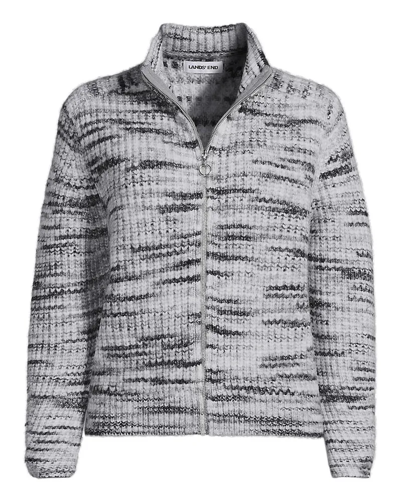 Lands' End Strick-Cardigan mit Reißverschluss, Damen, Größe petite, Grau, by Grau