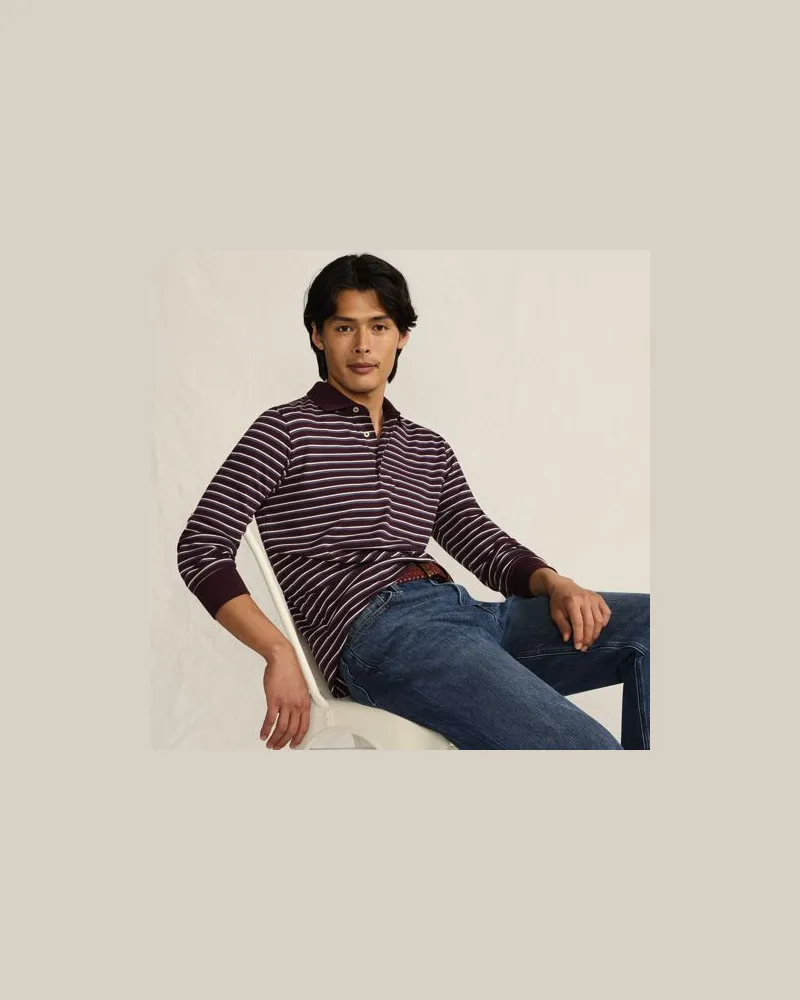 Lands' End Supima Langarm-Polo, Classic Fit, Herren, Größe:52-54 regular, Rot, Baumwolle, by Rot