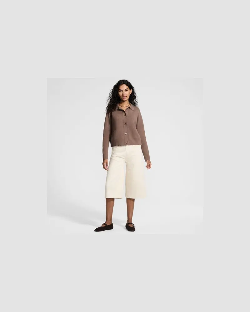 Lands' End Kurzer Baumwoll-Blazer, Damen, Größe regular, Beige, Baumwolle, by Beige