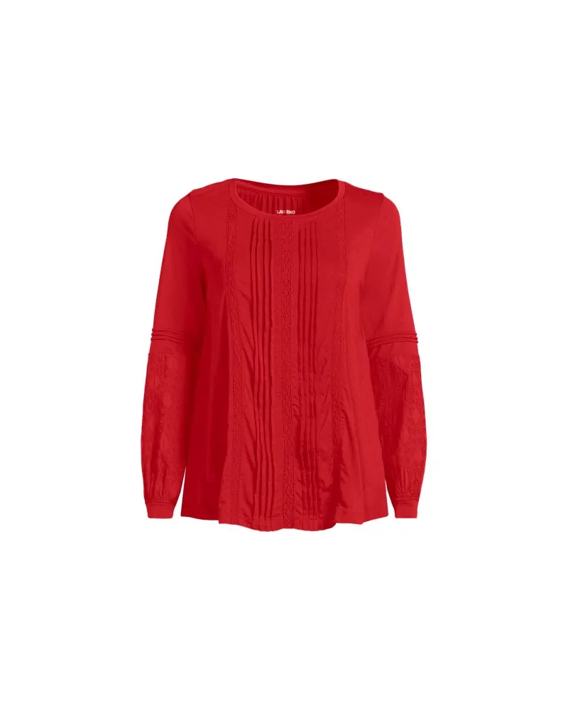 Lands' End Biesenshirt aus Baumwoll/Modalmix, Damen, Größe:40-42 regular, Rot, Baumwoll-Mischung/Viskose-Mischung, by Rot