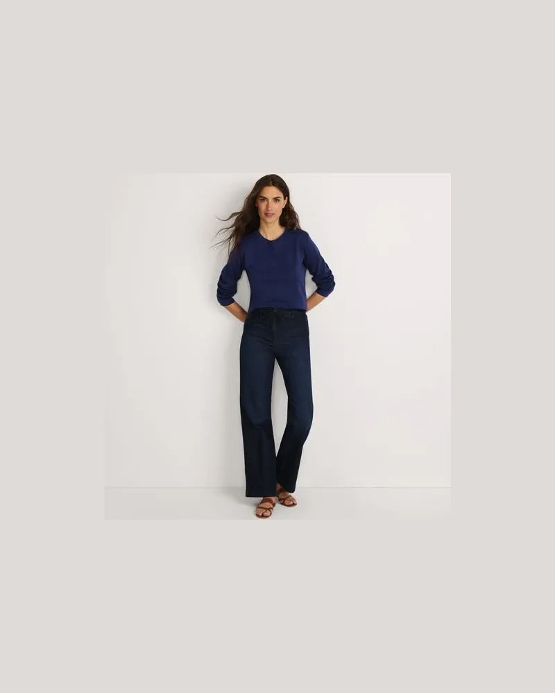 Lands' End Soft Denim Jeans mit weitem Bein, Damen, Größe regular, Blau, Baumwolle/Polyester/Lyocell (Viskose), by Blau