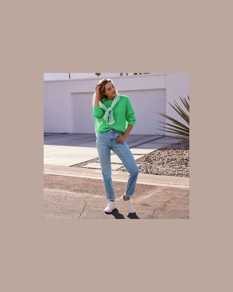 Lands' End Straight Fit Recover High Waist Jeans, Damen, Größe regular, Blau, Baumwoll-Mischung, by Blau