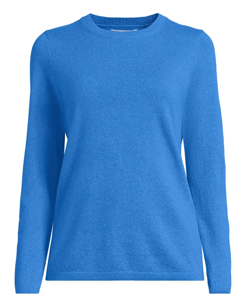 Lands' End Kaschmir-Pullover mit rundem Ausschnitt, Damen, Größe petite, Blau, Kaschmir, by Blau