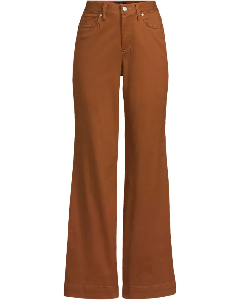 Lands' End 5-Pocket-Chinos mit weitem Bein, Damen, Größe plus, Braun, Baumwoll-Mischung, by Braun