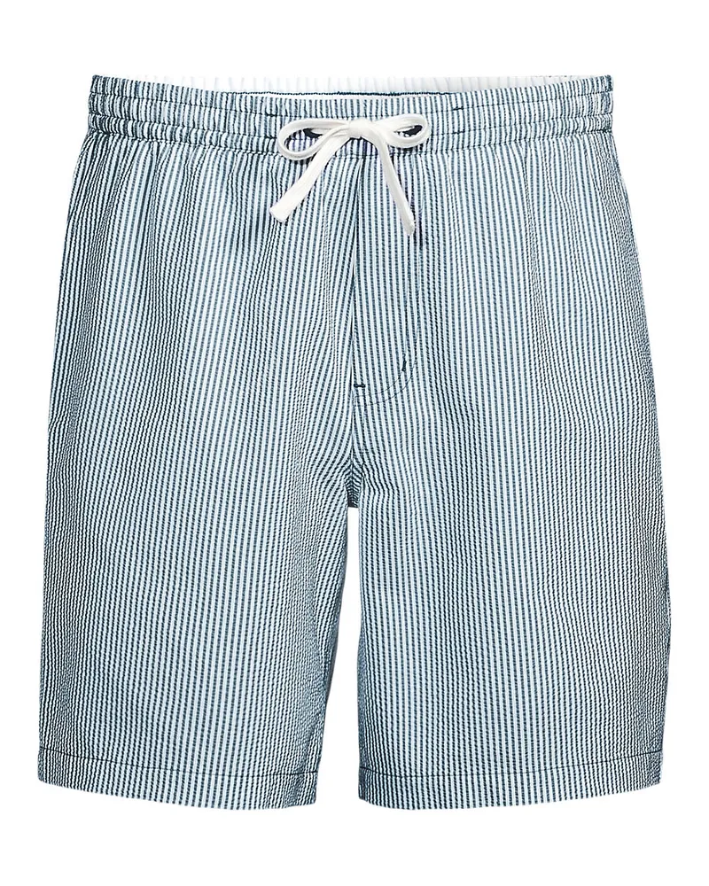 Lands' End Seersucker-Badeshorts mit Hydroliner, 18 cm, Herren, Größe regular, Blau, Elasthan/Polyester-Mischung, by Blau