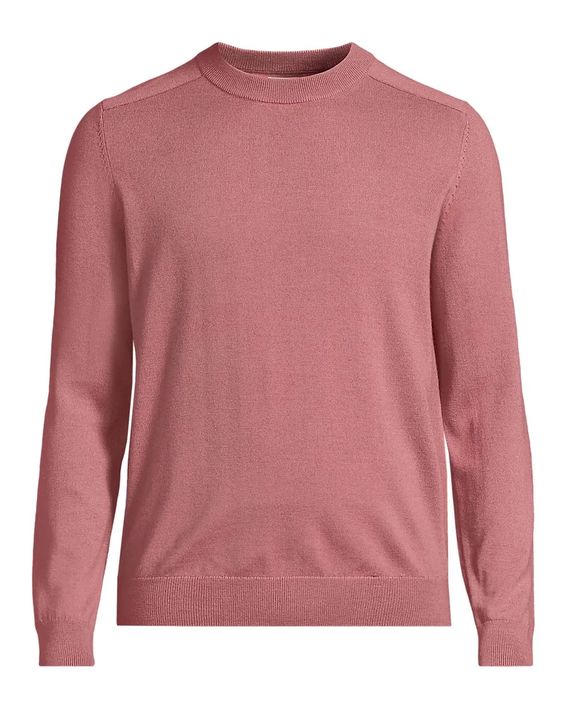 Lands' End Merino-Rundhalspullover, Herren, Größe regular, Rot, Wolle, by Rot