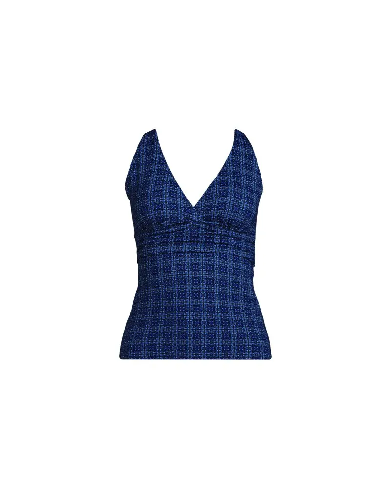 Lands' End Tankinitop mit V-Ausschnitt, Damen, Größe plus, Blau, Nylon-Mischung, by Blau
