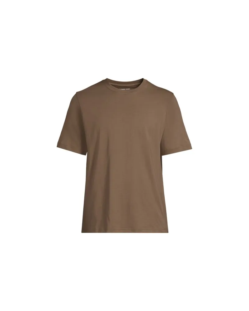 Lands' End Super-T Kurzarm-Shirt, Classic Fit, Herren, Größe:60 regular, Braun, Baumwolle, by Braun