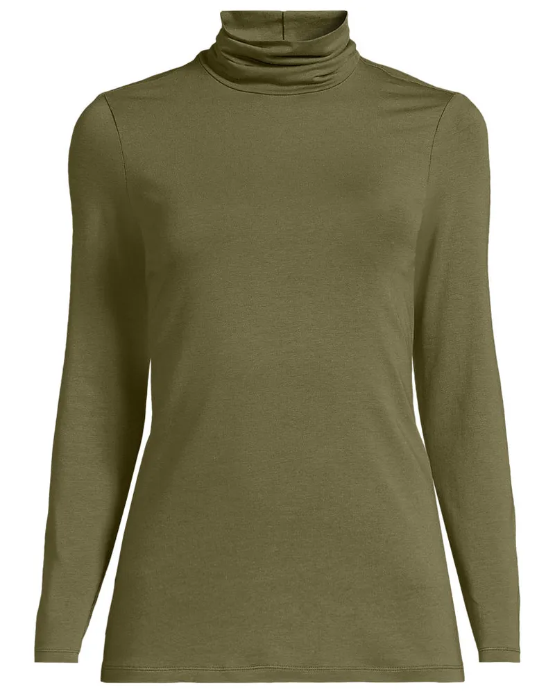 Lands' End Rollkragenshirt aus Baumwoll/Modalmix, Damen, Größe plus, Grün, Baumwolle/Elasthan/Baumwolle Modal, by Grün