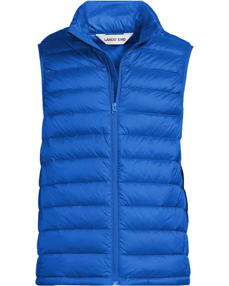 Lands' End Ultraleichte verstaubare Wanderweight-Daunenweste, Herren, Größe regular, Blau, Polyester/Nylon/Daunen, by Blau