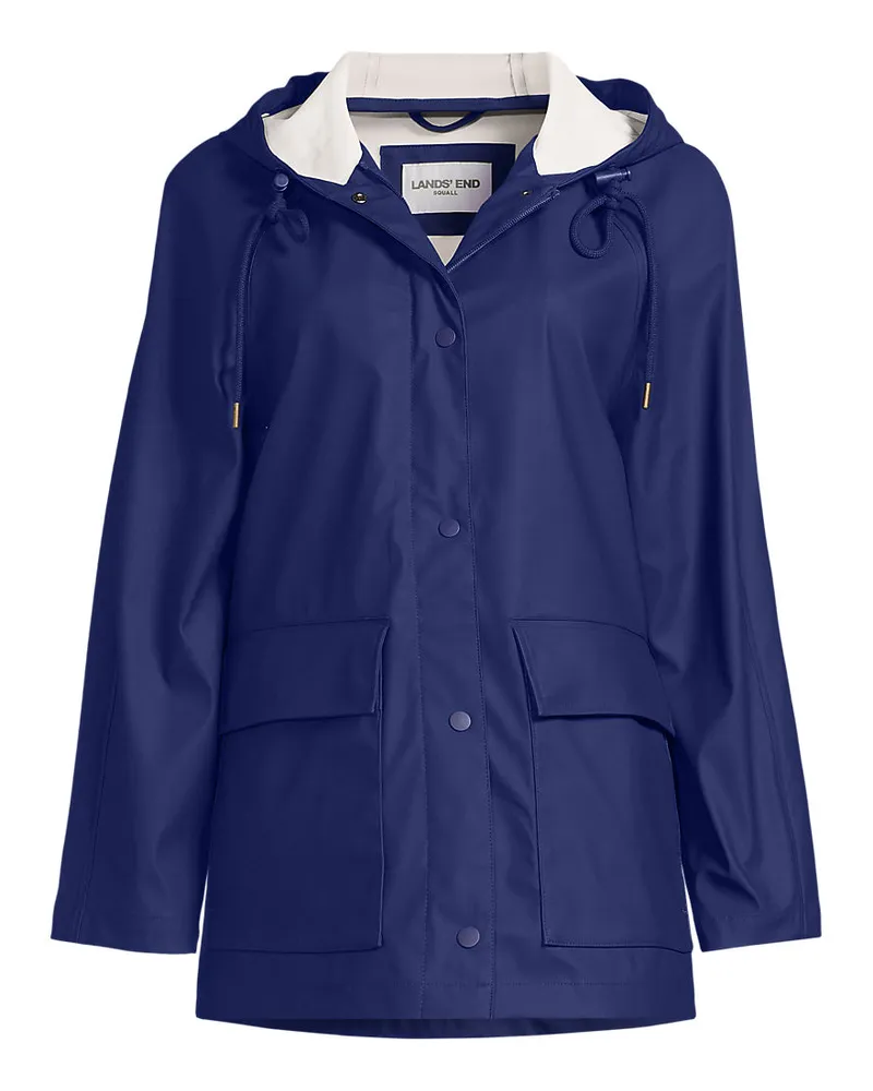 Lands' End Squall Ausgestellte Regenjacke, Damen, Größe petite, Blau, Polyester, by Blau