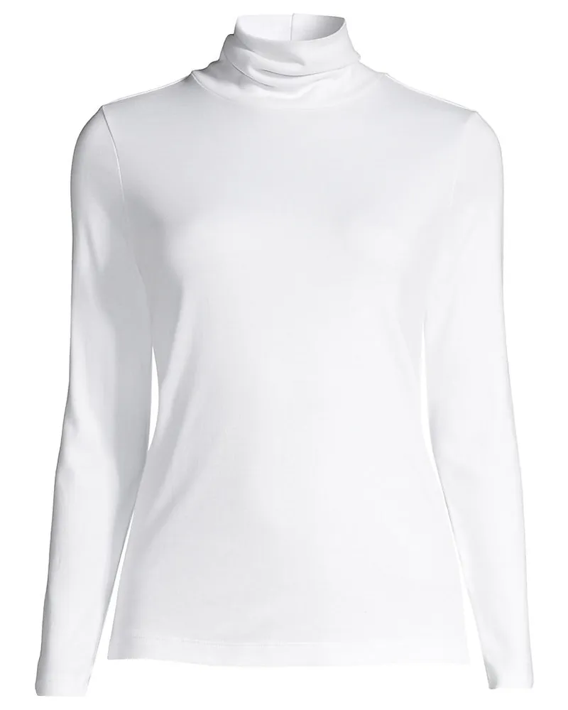 Lands' End Rollkragenshirt aus Supima, Damen, Größe plus, Weiß, Baumwolle, by Weiß