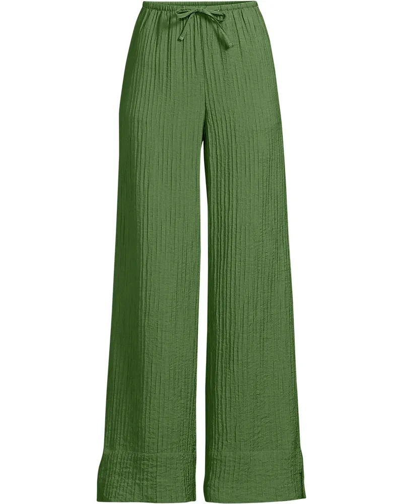 Lands' End Weite Crinkle-Hose, Damen, GrÃ¶ÃŸe regular, GrÃ¼n, Nylon/Viskose, by Grã¼n