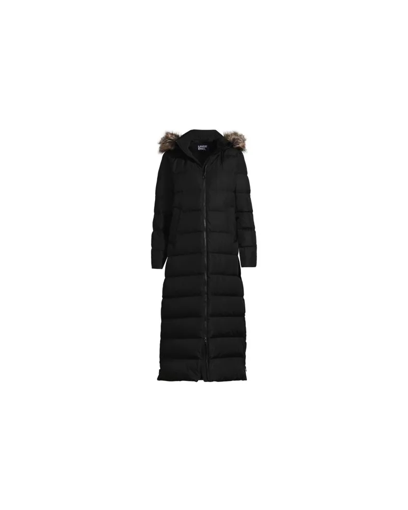 Lands' End Maxi-Daunenmantel mit Kapuze, Damen, Größe:40-42 petite, Schwarz, Polyester, by Schwarz