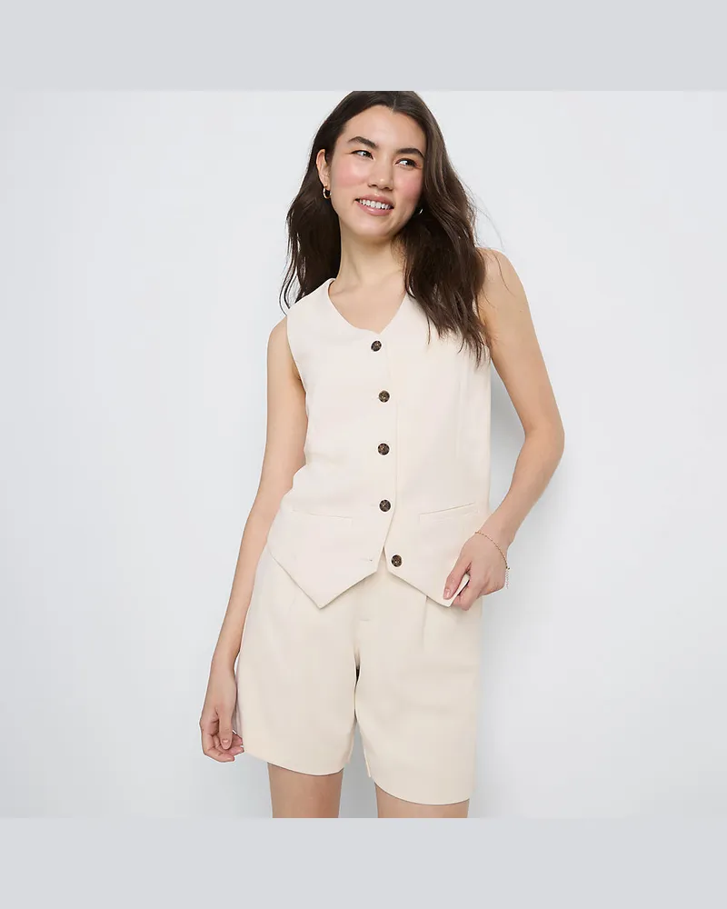 Lands' End Weste aus Crêpe, Damen, Größe regular, Weiß, Polyester, by Weiß