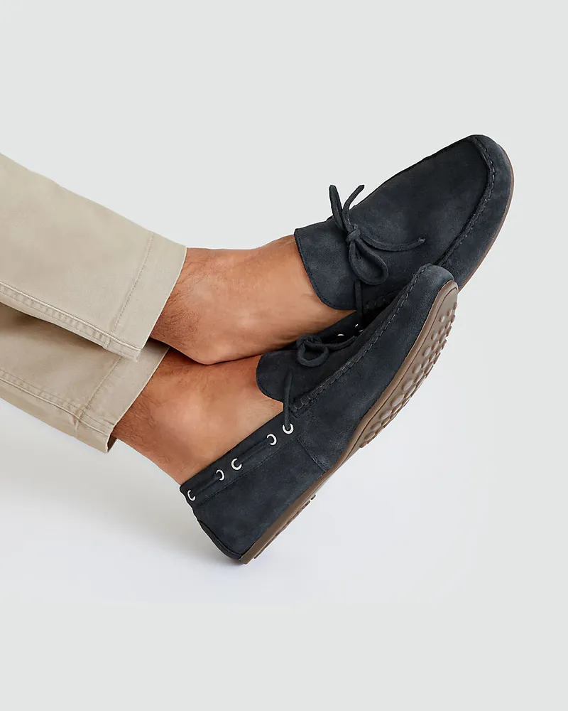 Lands' End Veloursleder-Loafer im Autoschuh-Design, Herren, Größe regular, Blau, Rauleder, by Blau