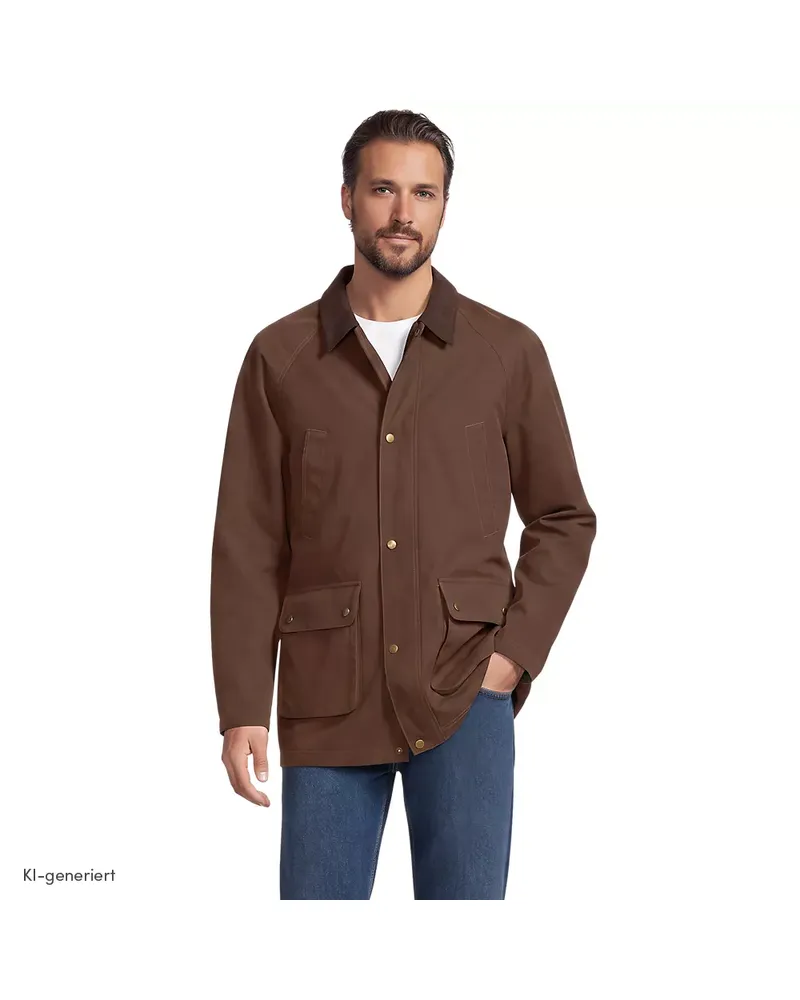 Lands' End Wasserdichte Squall-Jacke mit Cordkragen, Herren, Größe regular, Braun, Polyester/Nylon, by Braun