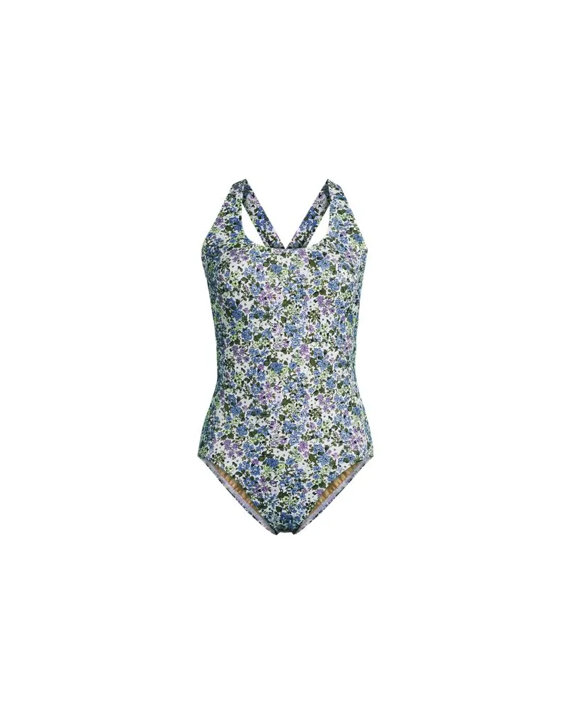 Lands' End Komfort-Badeanzug mit gekreuzten Trägern, hohes Bein, Damen, Größe regular, Weiß, Nylon-Mischung, by Weiß
