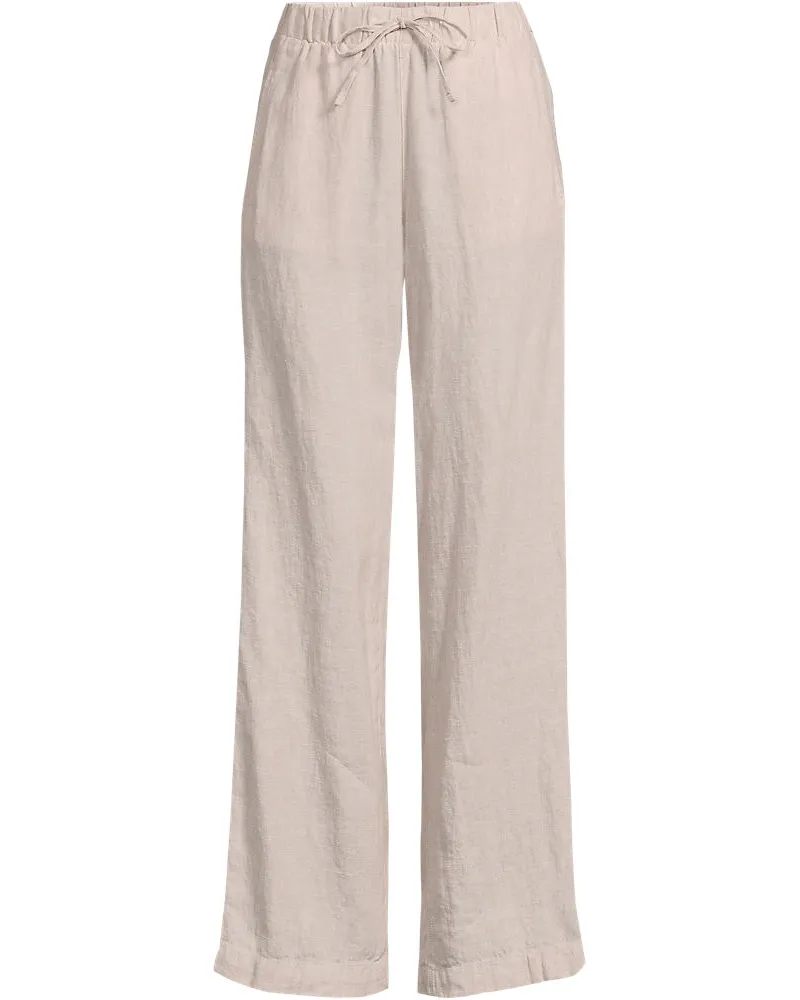 Lands' End Weite Premium Reinleinen-Schlupfhose, Damen, Größe plus, Weiß, Leinen, by Weiß