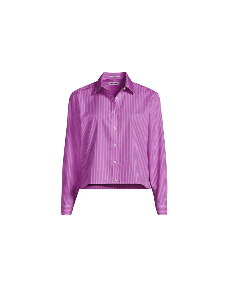 Lands' End Kurze, bügelfreie Hemdbluse, Damen, Größe plus, Pink, Baumwolle, by Pink