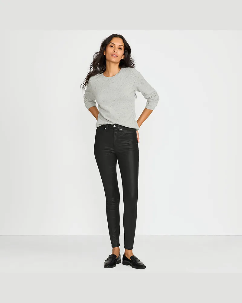 Lands' End Beschichtete Skinny Jeans High Waist, Damen, Größe regular, Schwarz, Polyester-Mischung/Baumwolle Modal, by Schwarz