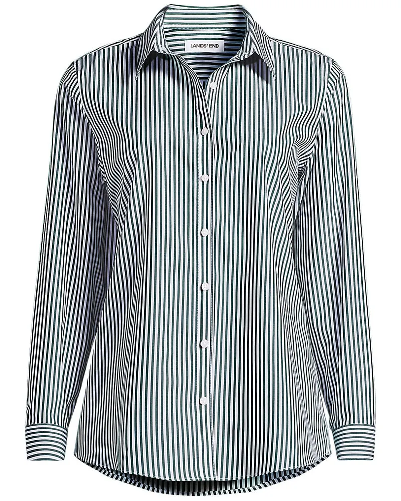 Lands' End Bügelfreie Baumwoll-Bluse, Damen, Größe regular, Grün, Baumwolle, by Grün
