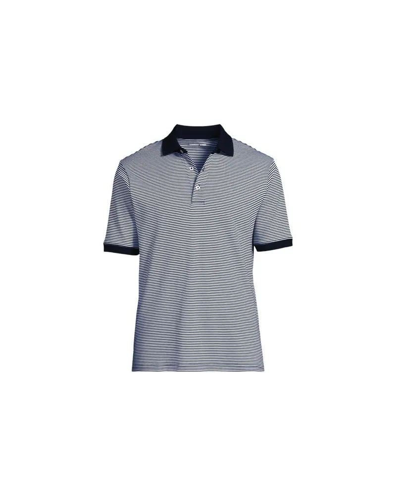 Lands' End Supima Kurzarm-Polo, Classic Fit, Herren, Größe regular, Blau, Baumwolle, by Blau