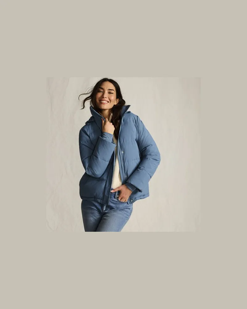 Lands' End Wasserabweisende Daunenjacke, Damen, Größe regular, Blau, Nylon, by Blau