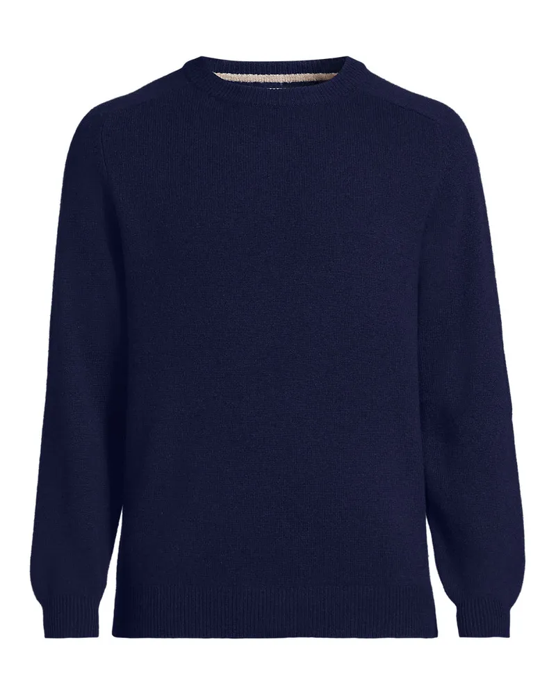 Lands' End Rundhalspullover aus Lambswool, Herren, Größe regular, Blau, Wolle, by Blau