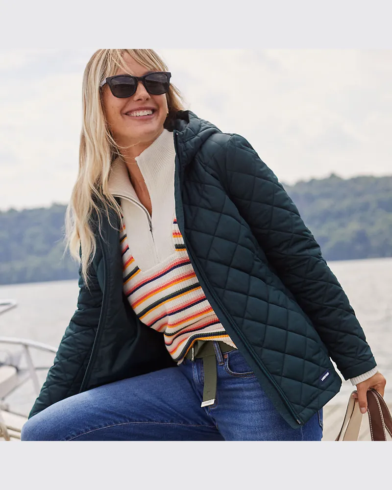 Lands' End FeatherFree Steppjacke, Damen, Größe regular, Grün, Polyester, by Grün